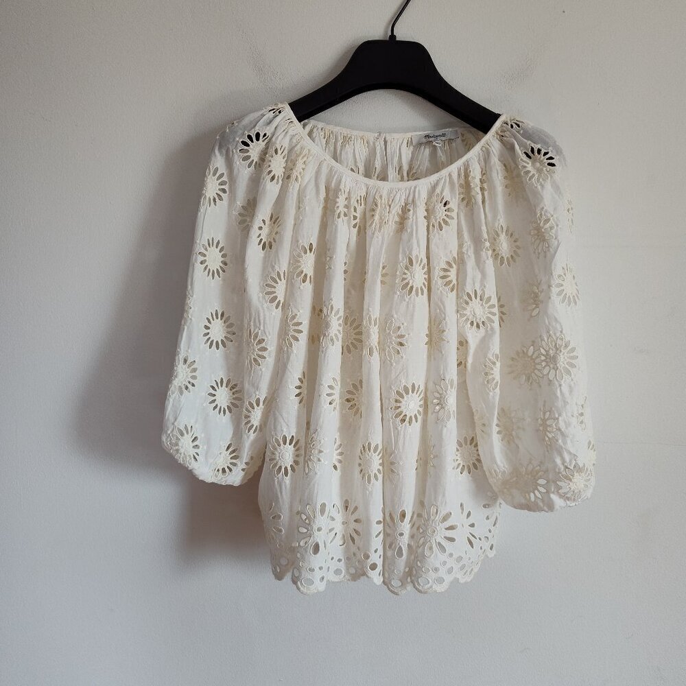 Madewell Ivory Embroidered Top